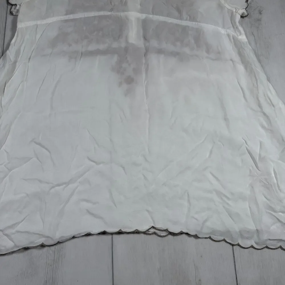 Johnny Was Tunic Blouse Womens Large White Lace Embroidered Sheer Boho Top - Picture 10 of 16